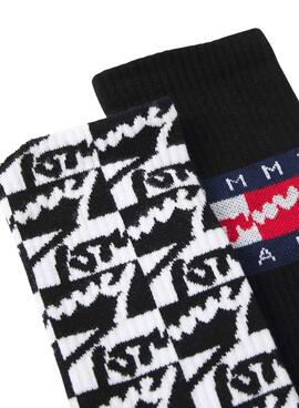 Paquet de 2 chaussettes Tommy Jeans Flag noir