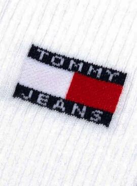 Pack 2 chaussettes Tommy Jeans blanc Vertical Logo pour homme et femme