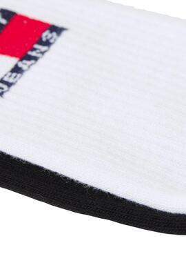 Pack 2 chaussettes Tommy Jeans blanc et noir Vertical Logo pour homme et femme