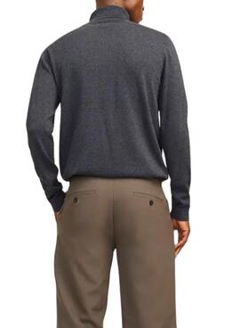 Pull à col roulé gris basique pour homme de la marque Jack and Jones.