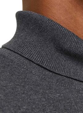 Pull à col roulé gris basique pour homme de la marque Jack and Jones.