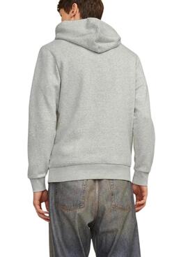 Sweat à capuche Jack and Jones Jelogo gris pour homme