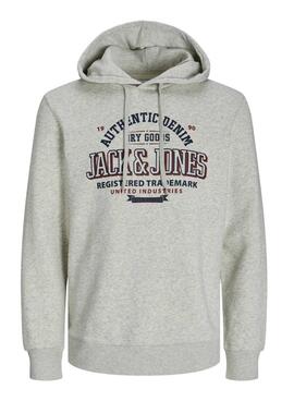 Sweat à capuche Jack and Jones Jelogo gris pour homme