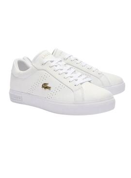 Baskets Lacoste Powercourt blanches pour femme.