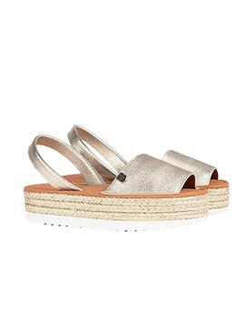 Espadrille Menorquina Popa Saona en Or Laminé pour Femme