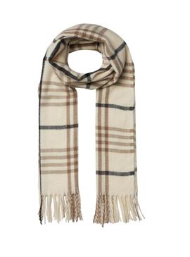 Écharpe Pieces Lesia à carreaux beige pour femme