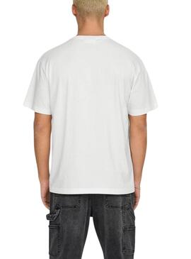 T-shirt Only and Sons Derek Relax blanc pour homme