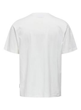 T-shirt Only and Sons Derek Relax blanc pour homme