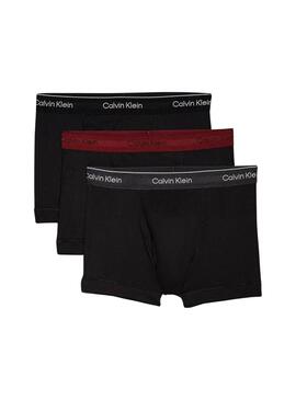 Ensemble de 3 caleçons Calvin Klein en coton noir pour homme.