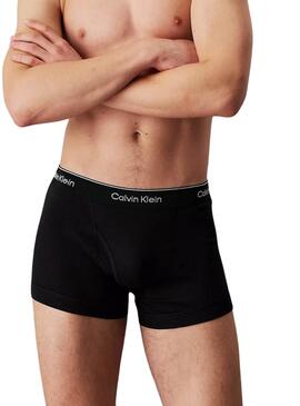 Ensemble de 3 caleçons Calvin Klein en coton noir pour homme.