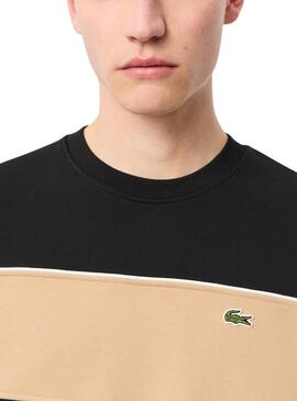 Sweatshirt Lacoste avec des blocs de couleur noire pour homme.