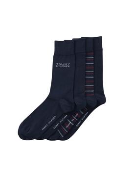 Boîte cadeau 4 chaussettes Tommy Hlfiger marine pour homme