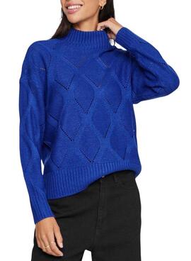 Pull à col roulé bleu pour femme de la marque Vila.