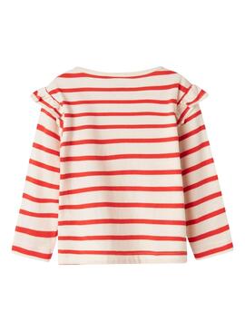 T-shirt Name It Tovelina rouge et beige pour fille