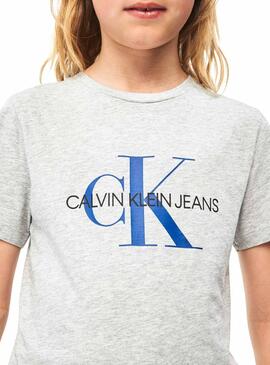 T-Shirt Calvin Klein Monogram Gris pour Enfant