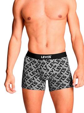 Boîte cadeau Levi's 3 boxers logo gris pour homme.