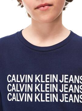 T-Shirt Logo triple Calvin Klein Marin Enfante