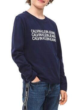 T-Shirt Logo triple Calvin Klein Marin Enfante