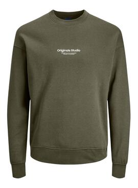 Sweatshirt Jack and Jones Vesterbro Crew vert pour homme.