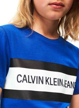 T-Shirt Calvin Klein Box Logo Bleu Enfante