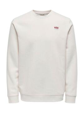 Sweatshirt Only and Sons Dawson beige pour homme