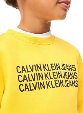 Sweat Calvin Klein Triple Logo Jaune Enfante