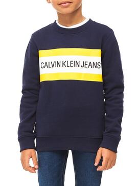 Sweat Calvin Klein Box Logo Marin Pour Enfante