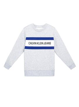 Sweat Calvin Klein Box Logo Gris Pour Enfante