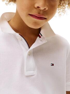 Polo Tommy Hilfiger Flag blanc pour enfant