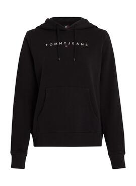 Sweat à capuche Tommy Jeans Linear noir pour femme