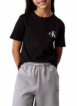 T-shirt Calvin Klein Jeans Monologue noir pour enfants