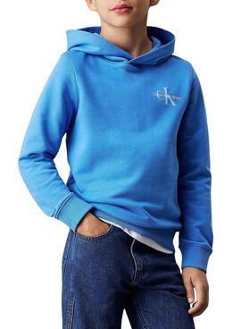 Sweat-shirt Calvin Klein Monogram bleu enfants