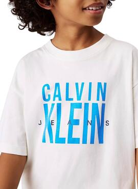 T-shirt Calvin Klein Jeans Bold blanc pour enfant