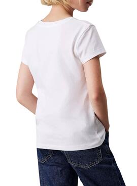 T-shirt Calvin Klein Script blanc pour fille