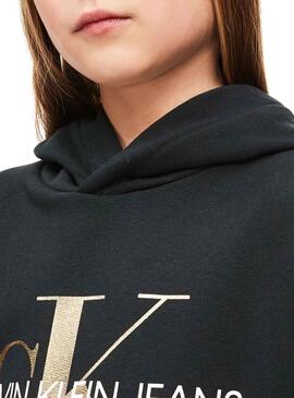 Robe Calvin Klein Monogram à capuche noire Fil