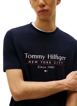 T-shirt Tommy Hilfiger Stack bleu marine pour homme