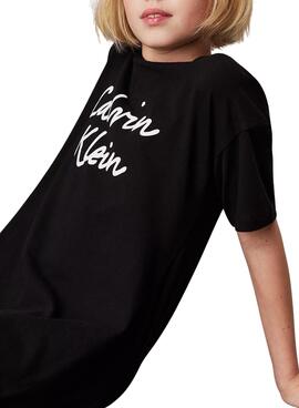 Robe chemise Calvin Klein Oversized noir enfant