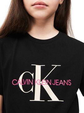 T-Shirt Calvin Klein Monogram Noir Pour Fille