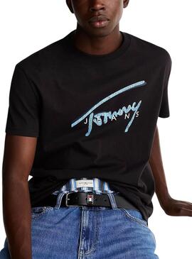 T-shirt Tommy Jeans Signature noire pour homme