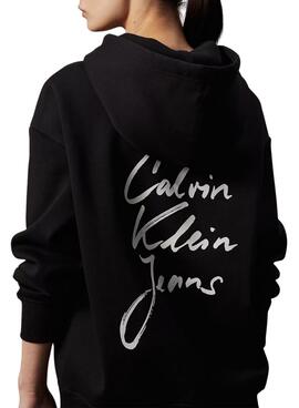 Sweatshirt Calvin Klein Jeans Script noire pour femme