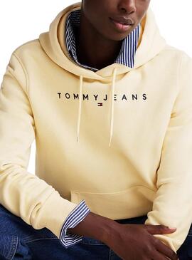 Sweat à capuche Tommy Jeans Linear Hoodie jaune pour femme