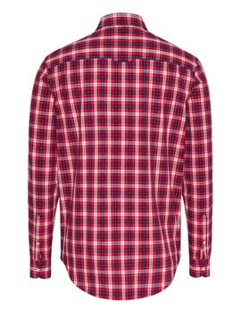 Chemise Tommy Jeans Poplin Check rouge pour homme