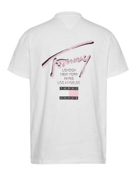 T-shirt Tommy jeans Sign City blanc pour homme