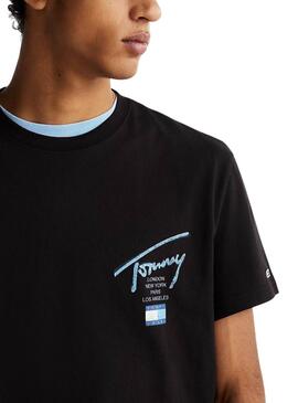 T-shirt Tommy jeans Sign City noir pour homme