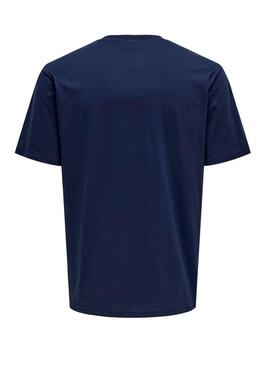 T-shirt Only and Sons Dawson marine pour homme.