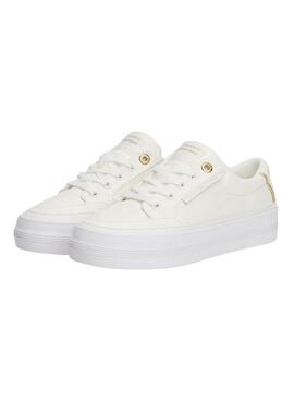 Baskets Tommy Hilfiger Vulc Textile blanches pour femmes