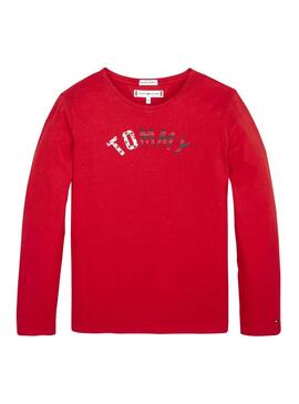 T-Shirt Logo Tommy Hilfiger Essential Rouge Fille