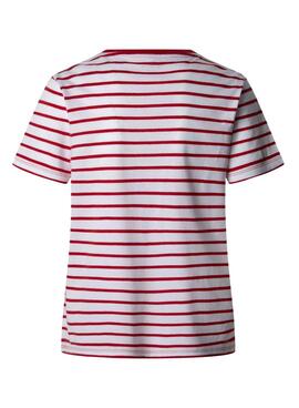 T-shirt Pepe Jeans Elba rouge et blanc pour femme