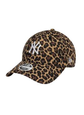 Casquette New Era léopard marron pour femme