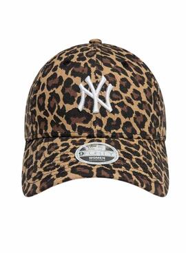 Casquette New Era léopard marron pour femme
